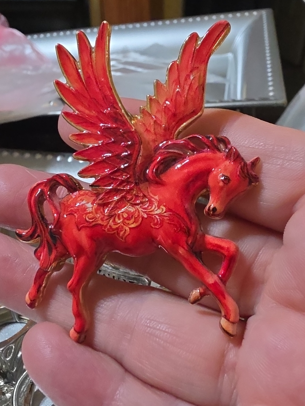 A38- Royal Red Pegasus Brooch